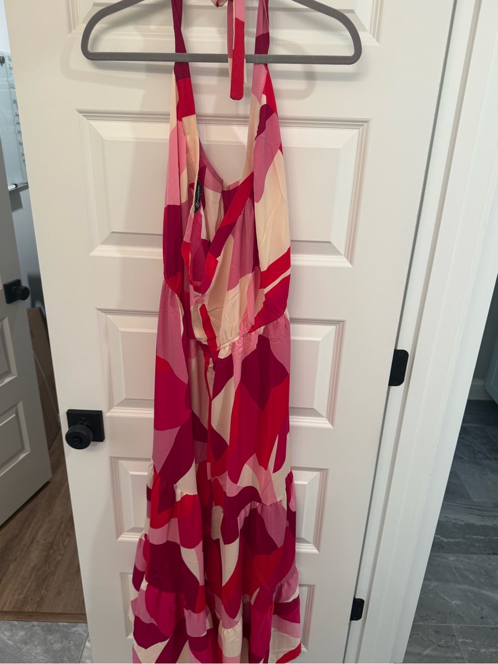 Women’s Pink Multi Halter Maxi Dress